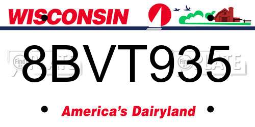 8BVT935 Wisconsin License Plate