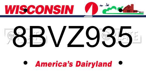 8BVZ935 Wisconsin License Plate