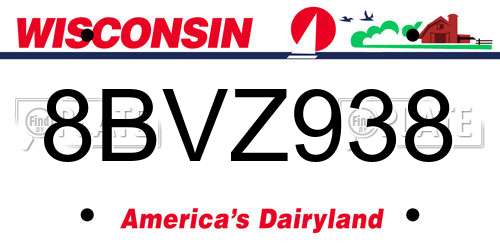 8BVZ938 Wisconsin License Plate