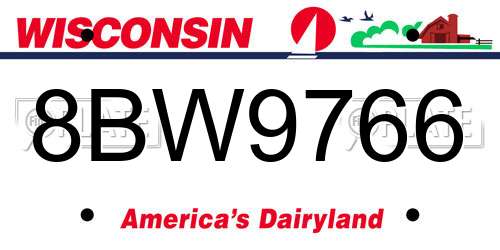 8BW9766 Wisconsin License Plate