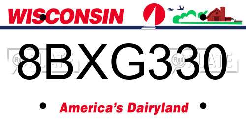 8BXG330 Wisconsin License Plate