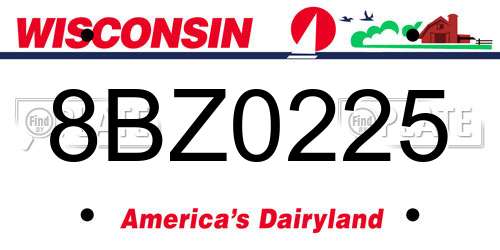 8BZ0225 Wisconsin License Plate