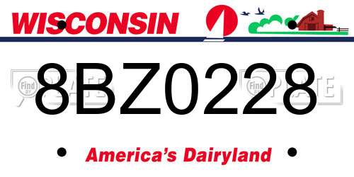 8BZ0228 Wisconsin License Plate