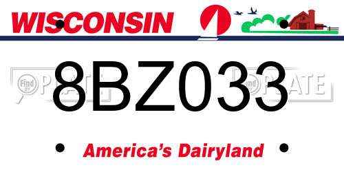 8BZ033 Wisconsin License Plate