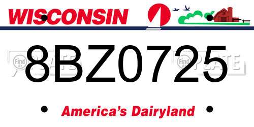 8BZ0725 Wisconsin License Plate