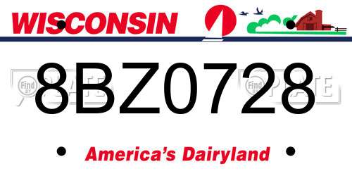 8BZ0728 Wisconsin License Plate