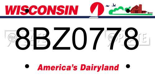 8BZ0778 Wisconsin License Plate