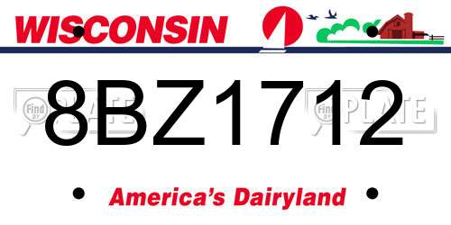 8BZ1712 Wisconsin License Plate