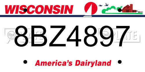 8BZ4897 Wisconsin License Plate