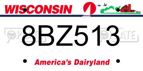 8BZ513 Wisconsin License Plate