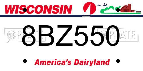 8BZ550 Wisconsin License Plate