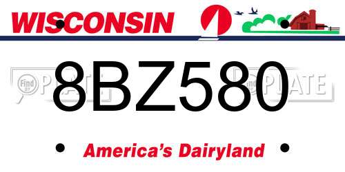 8BZ580 Wisconsin License Plate