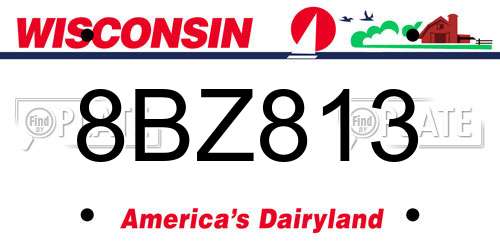 8BZ813 Wisconsin License Plate