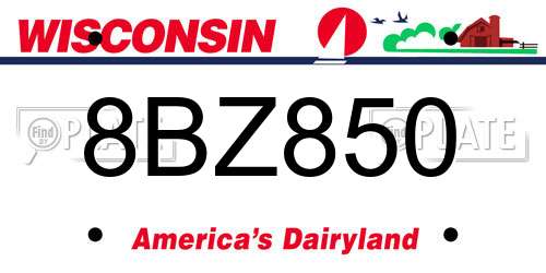 8BZ850 Wisconsin License Plate