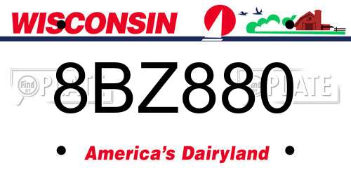 8BZ880 Wisconsin License Plate