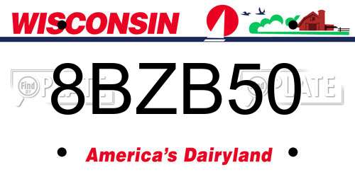 8BZB50 Wisconsin License Plate