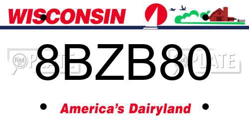 8BZB80 Wisconsin License Plate