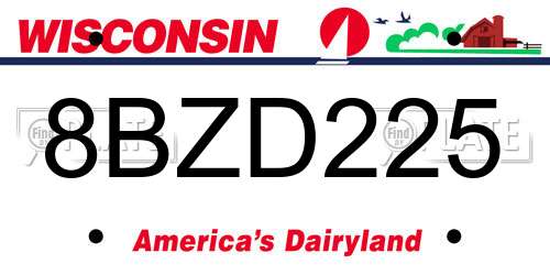 8BZD225 Wisconsin License Plate