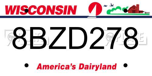 8BZD278 Wisconsin License Plate