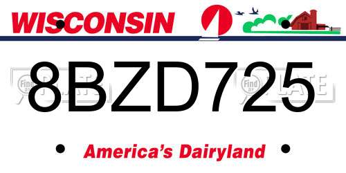 8BZD725 Wisconsin License Plate
