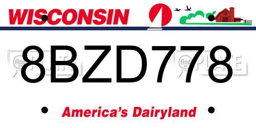8BZD778 Wisconsin License Plate