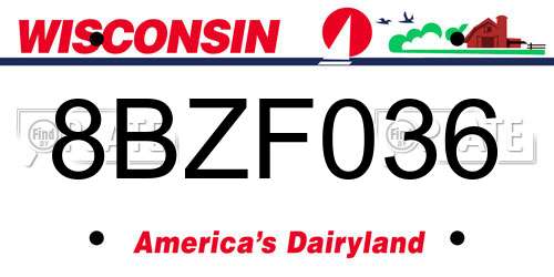 8BZF036 Wisconsin License Plate