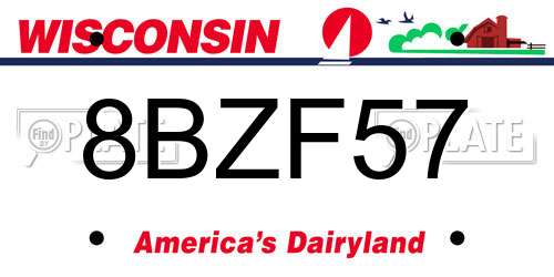 8BZF57 Wisconsin License Plate