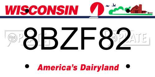 8BZF82 Wisconsin License Plate