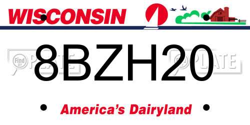 8BZH20 Wisconsin License Plate