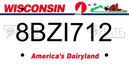 8BZI712 Wisconsin License Plate