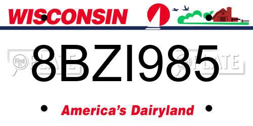 8BZI985 Wisconsin License Plate