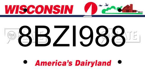 8BZI988 Wisconsin License Plate