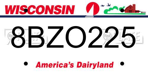 8BZO225 Wisconsin License Plate