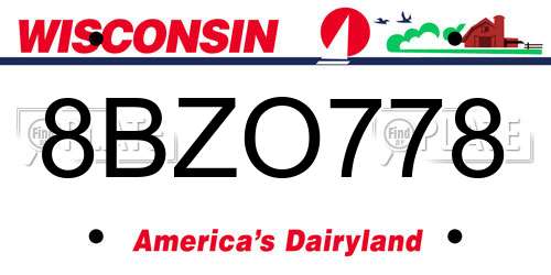 8BZO778 Wisconsin License Plate