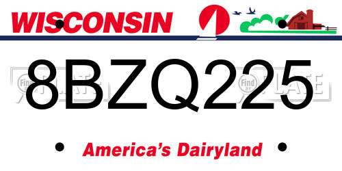8BZQ225 Wisconsin License Plate