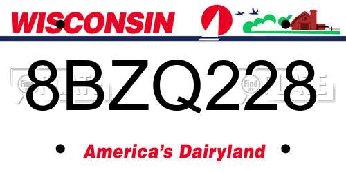 8BZQ228 Wisconsin License Plate