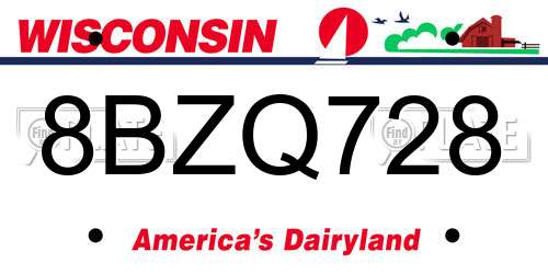 8BZQ728 Wisconsin License Plate