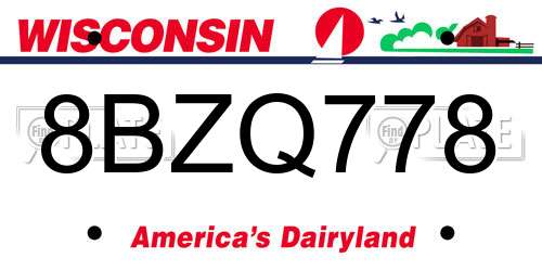 8BZQ778 Wisconsin License Plate