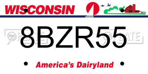 8BZR55 Wisconsin License Plate