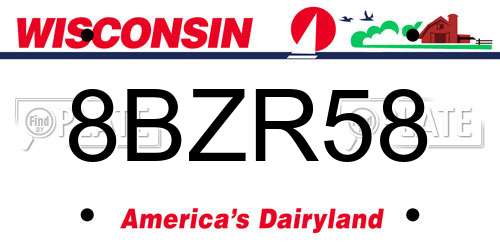 8BZR58 Wisconsin License Plate