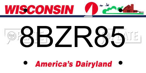 8BZR85 Wisconsin License Plate