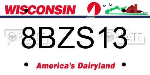 8BZS13 Wisconsin License Plate