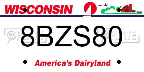 8BZS80 Wisconsin License Plate