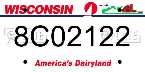 8C02122 Wisconsin License Plate