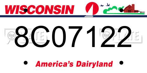 8C07122 Wisconsin License Plate
