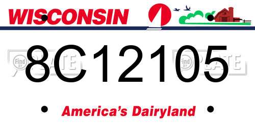 8C12105 Wisconsin License Plate