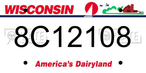 8C12108 Wisconsin License Plate