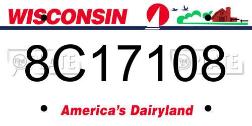 8C17108 Wisconsin License Plate