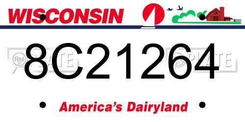 8C21264 Wisconsin License Plate