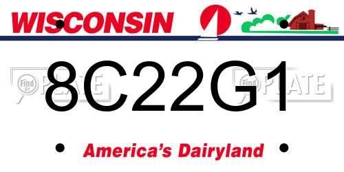 8C22G1 Wisconsin License Plate